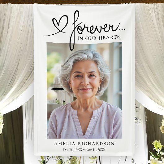 Forever In Our Hearts Photo Funeral Anniversaries Banner