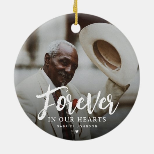 Forever in our Hearts Photo Keepsake Christmas Keramik Ornament (Hinten)
