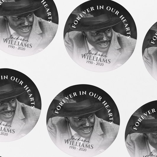 Forever In Our Hearts | Photo Memorial Funeral Runder Aufkleber