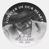 Forever In Our Hearts | Photo Memorial Funeral Runder Aufkleber (Vorderseite)