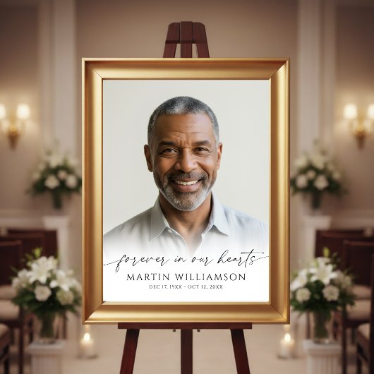 Forever In Our Hearts Photo Modern Script Memorial Poster