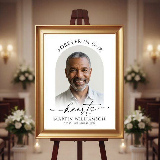 Forever In Our Hearts Photo Modern Script Memorial Poster