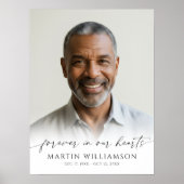 Forever In Our Hearts Photo Modern Script Memorial Poster (Vorne)