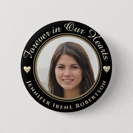Forever in Our Hearts Photo Remembrance Button (Vorderseite)