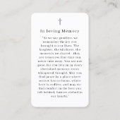 "Forever in our Hearts" Tree of Life Photo Prayer  Visitenkarte (Rückseite)