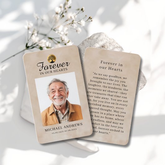 "Forever in our Hearts" Tree of Life Photo Prayer  Visitenkarte