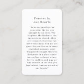 "Forever in our Hearts" Tree of Life Photo Prayer  Visitenkarte (Rückseite)