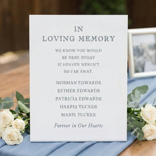 Forever In Our Hearts Wedding Memorial Names Bride Sockelschild