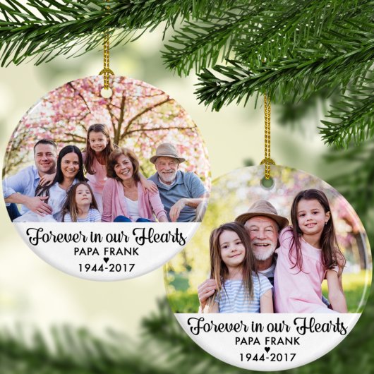 Forever in unserem Hearts Beileid Memorial 2 Foto Keramik Ornament