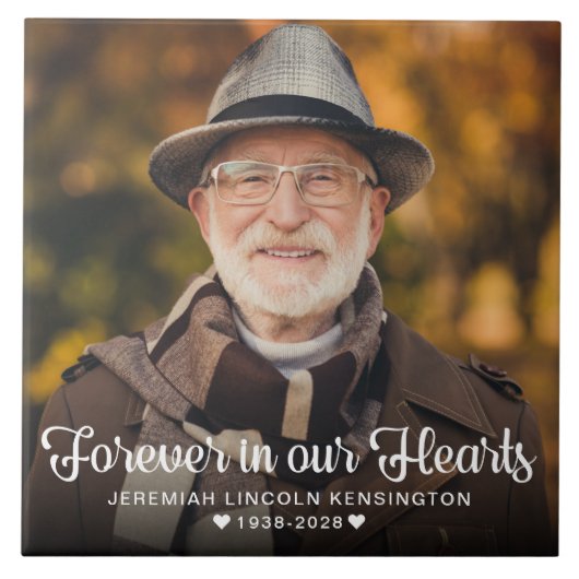 Forever in unserem Hearts Beileid Memorial Foto Fliese (Vorderseite)