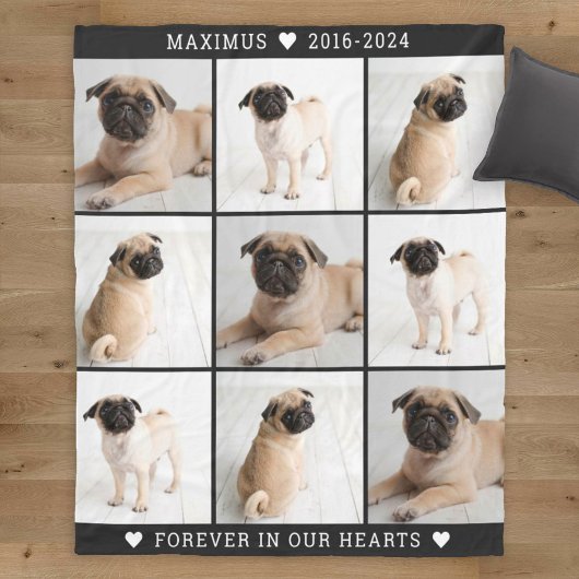 Forever in unserem Hearts Dog Foto Collage Memoria Fleecedecke