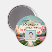 Forever in unserem Hearts Foto Memorial Magnet (Vorderseite/Rückseite)