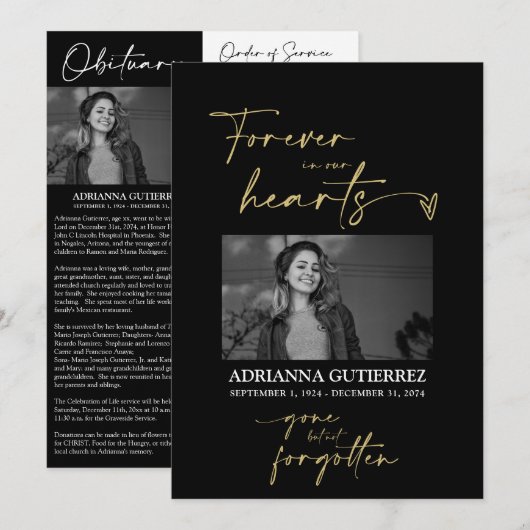 Forever in unserem Hearts Foto Memorial Programm (Vorne/Hinten)