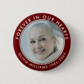 Forever in unserem Hearts Funeral Memorial Red Fot Button (Vorderseite)