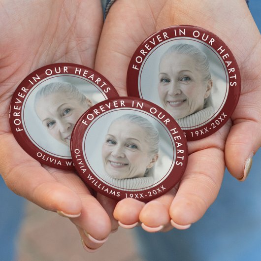 Forever in unserem Hearts Funeral Memorial Red Fot Button