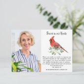 Forever in unserem Hearts Kardinal Bird Foto Beile Dankeskarte (Stehend Vorderseite)