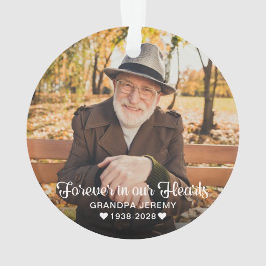 Forever in unserem Hearts Memorial 2 Foto Ornament (Rückseite)