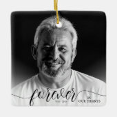 Forever in unserem Hearts Memorial Foto Keramikornament (Vorderseite)