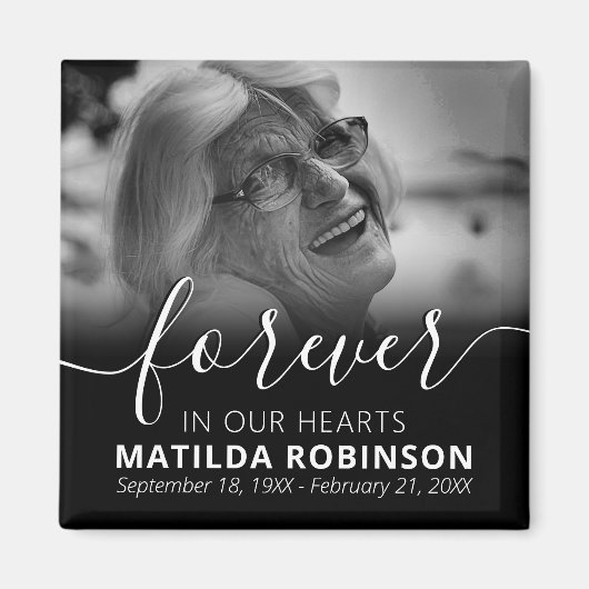 Forever in unserem Hearts Memorial Foto Magnet (Vorne)