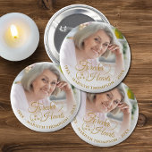 Forever in unserem Hearts Memorial Foto Name Gold Button