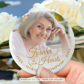 Forever in unserem Hearts Memorial Foto Name Gold Button