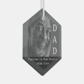 FOREVER in unserem Hearts Vater Foto Memorial Ornament Aus Glas (Vorderseite Rechts)