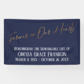 Forever in unserem Herz Gold Handwriting on Navy Banner (Horizontal)