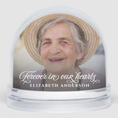 Forever in unserem Herz Kalligraphie Script 2 Foto Schneekugeln (Vorderseite)