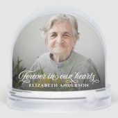 Forever in unserem Herz Kalligraphie Script 2 Foto Schneekugeln (Rückseite)