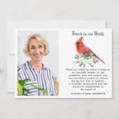 Forever in unserem Herz Kardinal Custom Foto Dankeskarte (Vorderseite)