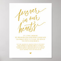 Forever in unseren Herzen Gedenkstätte in Gold Pos