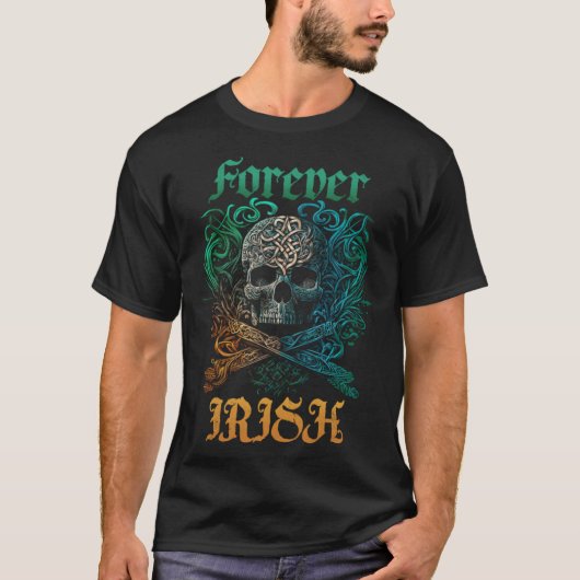 Forever Irish Celtic Knot Style Skull T-Shirt (Vorderseite)