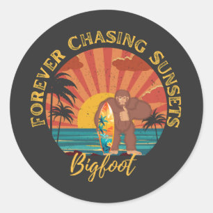 Forever Jagd Sonnenuntergänge Bigfoot Surfen Schwa Runder Aufkleber