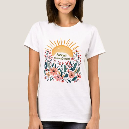 Forever Jagd Sonnenuntergänge Blumensommer Shirt (Vorderseite)