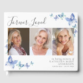 Forever Love 3 Foto Butterfy Gedenkfeier Beerdigun Gästebuch (Vorderseite)