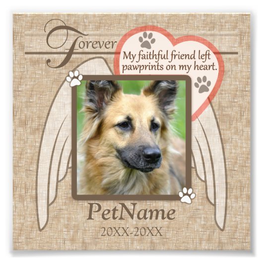 Forever Love Angel Wings Pet Beileid Custom Fotodruck (Vorne)