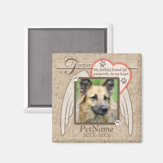 Forever Love Angel Wings Pet Beileid Custom Magnet (Vorderseite/Rückseite)
