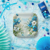 Forever Love Blue Floral Fee Brautparty Pappteller (Party)