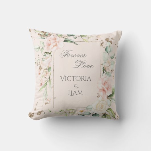 Forever Love Blush Wasserfarbe Blumenzehen Kissen (Vorderseite)