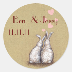 Forever Love Bunnies Custom Save the Date Aufklebe Runder Aufkleber