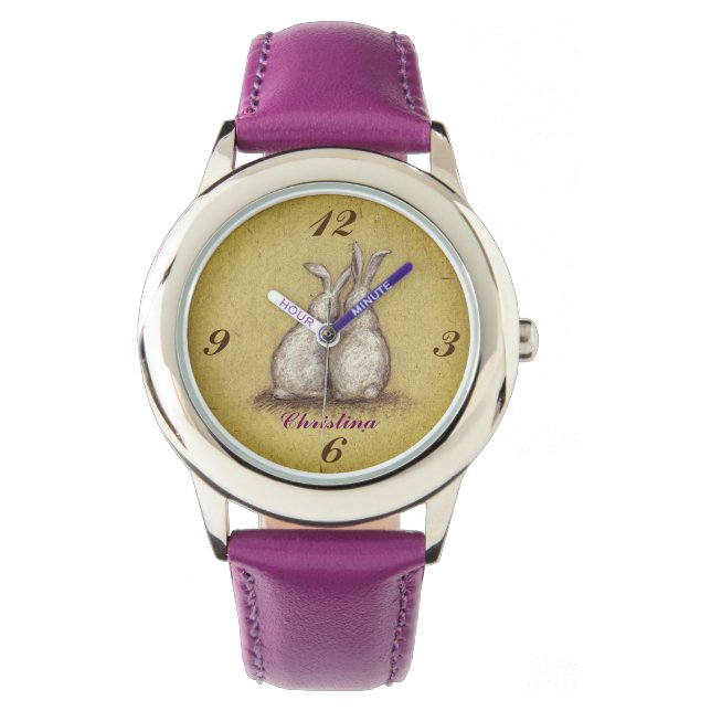 "Forever Love Bunnies" Design Custom eWatch Armbanduhr (Vorderseite)