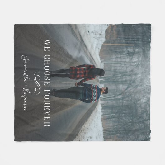 Forever Love Couple Foto Script Fleecedecke (Vorderseite (Horizontal))