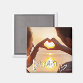 Forever Love Custom Paares Foto Magnet (Vorderseite/Rückseite)