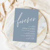 Forever Love Dusty Blue Minimalistisch Wedding Einladung