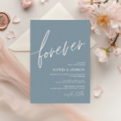 Forever Love Dusty Blue Minimalistisch Wedding Einladung