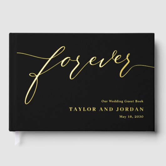 Forever Love Editable Color Foil Gästebuch (Vorderseite)