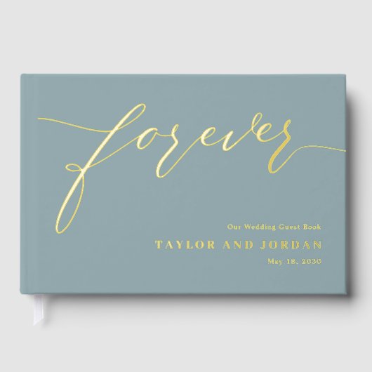 Forever Love Editable Color Foil Gästebuch (Vorderseite)