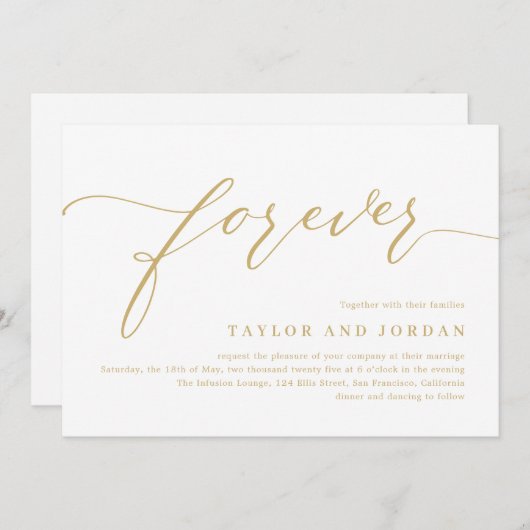 Forever Love EDITABLE FARBE Hochzeit Einladung (Vorne/Hinten)