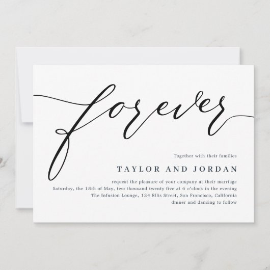 Forever Love EDITABLE FARBE Hochzeit Einladung (Vorderseite)