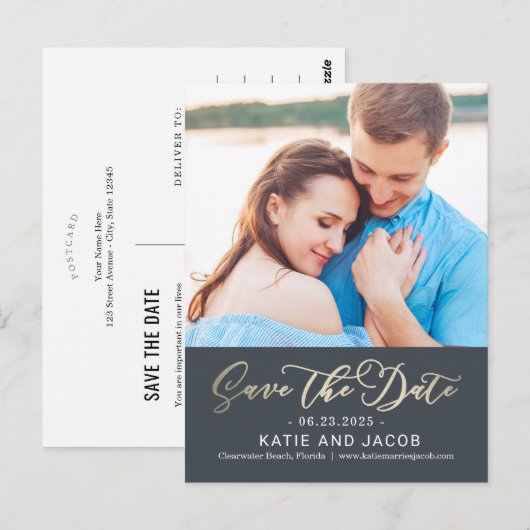 Forever Love EDITABLE FARBE Save the Date Postkarte (Vorne/Hinten)
